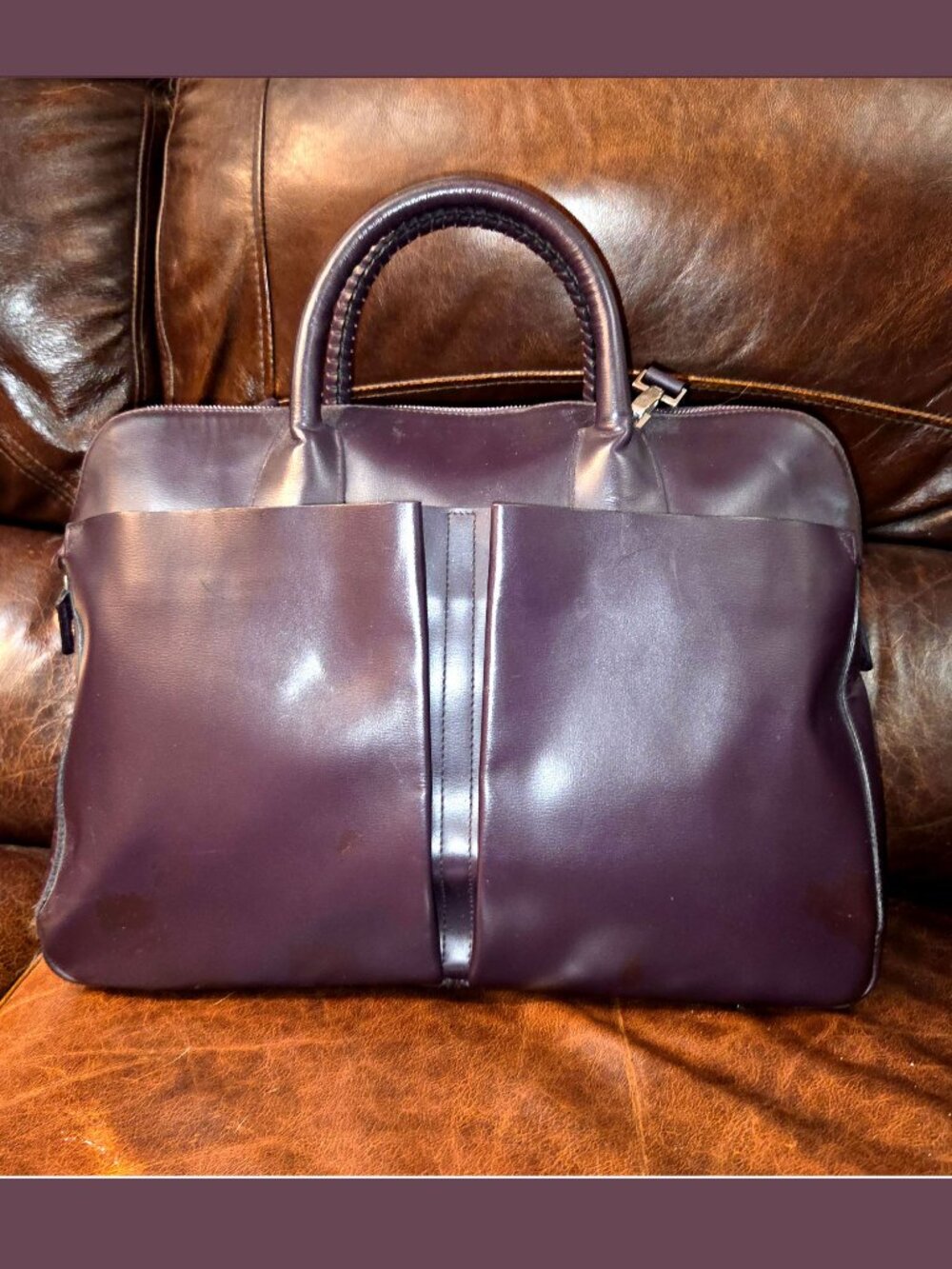 Bally Business Briefcase Bag - Purple/Plum - VGUC